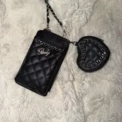 Rady レディー ブラックキルティングスマホショルダーバッグのサムネイル