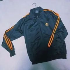 adidas ブラック/オレンジ ジャージ 襟付き 90s