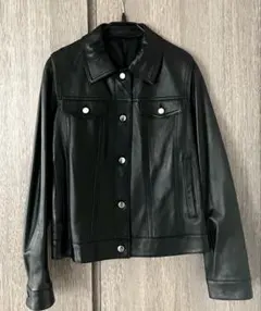 新品タグ付♡ポッシュアロマ 羊革 ラムスキン シングルレザージャケット 大きい MGSABLE 本革 ジャケット レディース ラムレザー ノーカラー ブルゾン