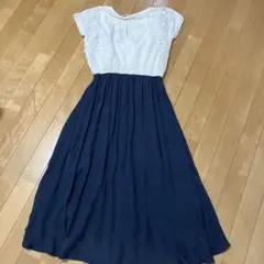 ★新品タグ付★レース調 ノースリーブ ワンピース フォーマル ロングスカート M