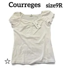 新品タグ付きCourreges クレージュ フリルネック カットソー 白 9Rのサムネイル