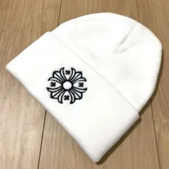 １点のみニット帽ビーニー帽子クロムロゴキャップホワイト