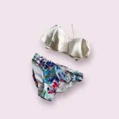 DURAS フリルビキニセット ホワイト・マルチカラー