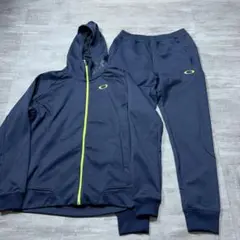 美品 OAKLEY オークリー ジャージ セットアップ 上下 ロゴ ネイビー M