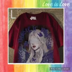 【女の子Tシャツ】包帯 地雷系 ライク地底人 Y2K 病み エンジ 数量限定 L