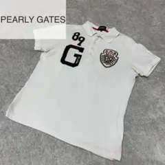 パーリーゲイツ　ポロシャツ　ホワイト　ロゴ　ワッペン　サイズ３