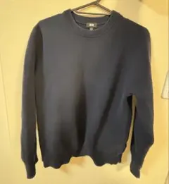 ウォッシャブルストレッチミラノリブクルーネックセーター ネイビー 男女兼用