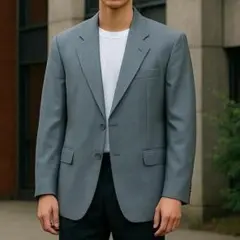 美品 ダーバン ジャケット M グレー シングルブレスト ネーム刺繍 ビジネス