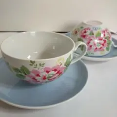 キャスキッドソン　花柄カップとソーサー2客セット