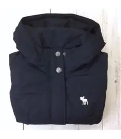 アバクロ　ダウンベスト　ロゴ　ネイビー　フード