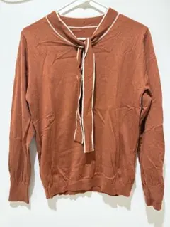 AOKI LES MUES 配色ボウタイニットMサイズ