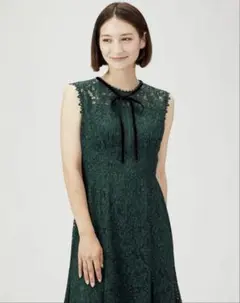 【美品】レースマーメードワンピース グリーン 36 セルフォード