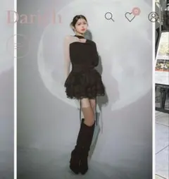 darich ランダムフリルミニスカート ブラック free-Ｌサイズ