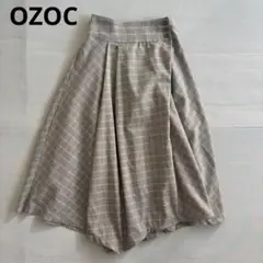 【オゾック】ロングフレアスカート　チェック　ストレッチ　裏地付き　大人綺麗め