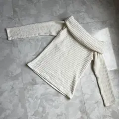 イング INGNI ニット セーター オフショルダー ホワイト リボン M