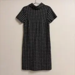 チェック柄 半袖ひざ丈ワンピース