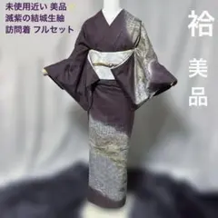 しょうざん生紬 訪問着 単衣 薄手 正絹 美品 裄65cmパールトーン済 夏物 しょうざん 生紬 訪問着 薄物 単衣 着物 正絹 京都 茶屋辻