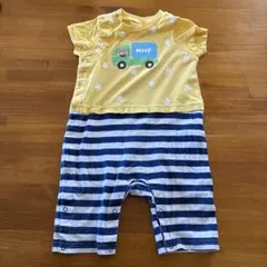 ミキハウス　半袖ロンパース イエロー/ストライプ　サイズ80