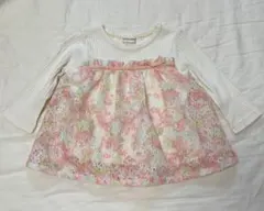 センスオブワンダー フラワーレース付き長袖トップス 80