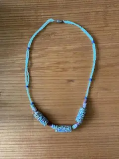 ハンドメイド アクアブルー ネックレス