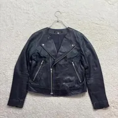 ✨ストロベリーフィールズ【1】黒 ライダース レザージャケット 羊革 厚手 裏地のサムネイル