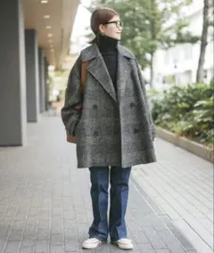 Spick & Span スピック＆スパン Wスライバーチェックハーフコート36 Spick&Span Wスライバーチェックハーフコート36 Spick & Span