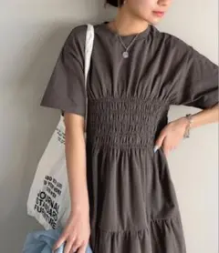 「classicalelf」 半袖ワンピース M チャコール レディース