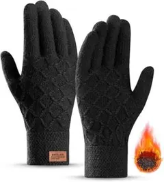 GOKEI 手袋 ニット素材 男女兼用 防寒 黒 シンプル スマホ対応