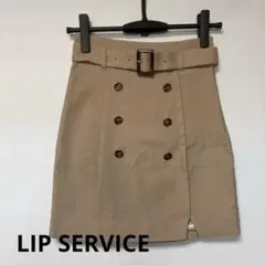 【新品】LIP SERVICE☆ミニスカート/ベージュ/ベルト付き /Ｓ