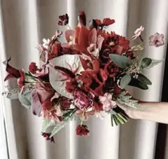 アーティフィシャルフラワー ブーケ ボルドー系 秋婚 ウェディング