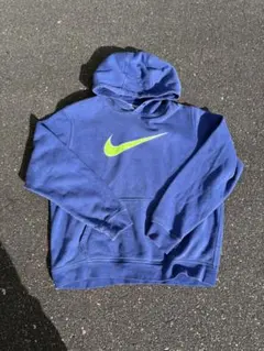 90s 00s NIKE パーカー ビッグスウッシュ 刺繍ロゴ 青タグ Y2K