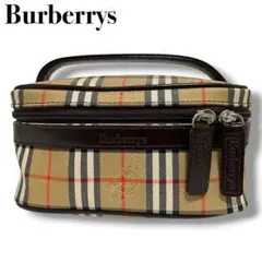 極美品 バーバリーズ バニティバッグ キャンバス ノバチェック シャドーホース