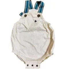 ベビー服　オーバーオール　ボタン2段　アイボリー