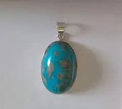1点物 ターコイズペンダントトップ SILVER GALLA 刻印あり 天然石 