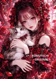 ゴスロリ風5/5 猫と少女のデジタルアート　2L判
