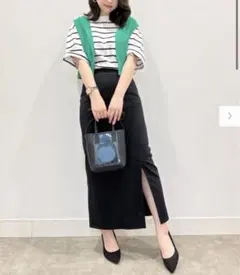 GU カットソーナローミディスカート ブラック