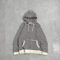 Y2K グランジ Burberry ボーダー フード付き ニットカーディガン 
