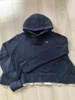 FRED PERRY ネイビー フード付きパーカー サイズ10
