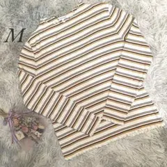 グローバルワーク (M) 美品 ストライプ 長袖 ニット カットソー