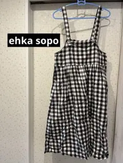 ehka sopo ギンガムチェック ワンピース ジャンパースカート ブラック
