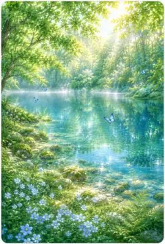 森林浴　癒しの風景　森の風景　緑のある風景　清涼感　夏の風景　水辺　C118