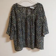 サマンサモスモス　BLUE　花柄シフォン地カットソーのサムネイル