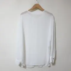 ジーナシス シアー プルオーバー 長袖シャツ 2way　ホワイト　■　D198