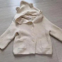 フード付きカーディガン 12-18ヶ月 クリーム色