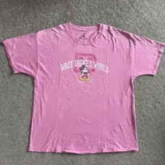 激レア ディズニーワールド ミッキー Tシャツ XL ピンク Hanesボディ