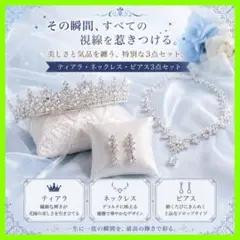 ブライダルアクセサリー 3点セット ティアラ ネックレス ピアス