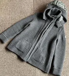 MONCLER フード付き(取り外し可能)ニット ジャケットS グレー