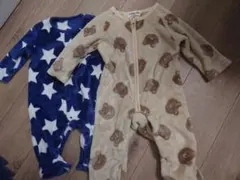 美品　ロンパース　フリース　クマ　星柄　2点セット　70-80