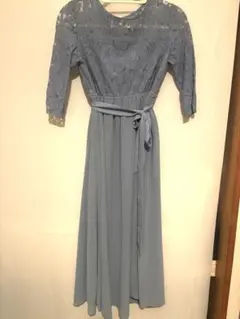 ライトブルー レース ロングワンピース