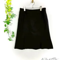 ef-de フレアスカート ひざ丈 13号 ストライプ 大きいサイズ ブラック